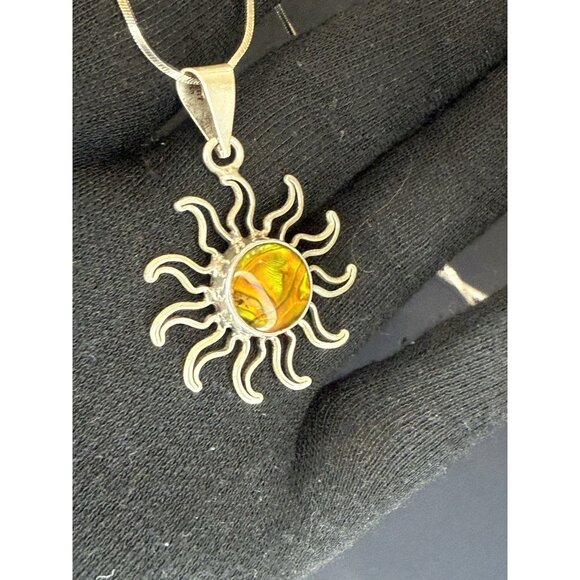 Vintage Charles Albert Sterling Silver 925 Abalone Sun Pendant B2 - Picture 9 of 16